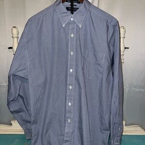 Geoffrey Beene Navy Checkered Button Down Shirt